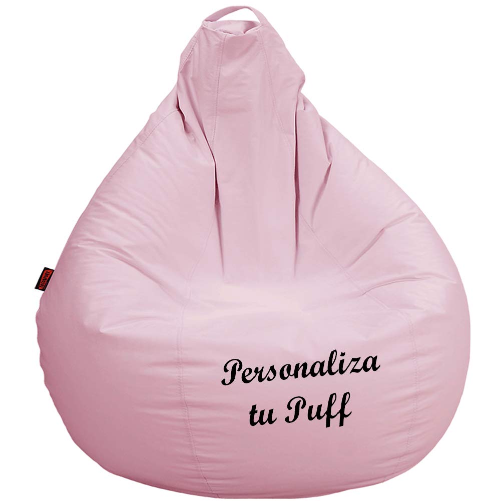 Puff Pera Personalizado con TU Nombre, Poli Piel Beig (XL Adulto, Rosa)