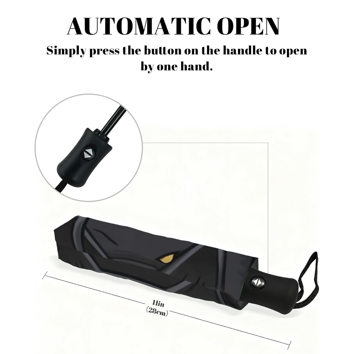 Ombrello pieghevole con motivo gatto nero divertente ombrello da viaggio compatto antivento impermeabile con protezione UV rivestimento nero leggero 8 coste portatile per pioggia sole