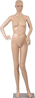 Mannequin Full Body 69 Inch Adjustable Female Mannequin Manikins Full Size Body Plastic Detachable Life Size Mannequin Display Head Turns Poseable Size Torso for Retail Clothing Shops