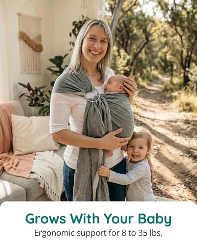 Image of Hip Baby Wrap Ring Sling Carrier for Baby, 8-35 lbs - Midnight | Carrier for Newborns Infants Toddlers, Adjustable Soft Cotton Nursing Support, For Baby Carrying, Ring Sling Baby Carrier