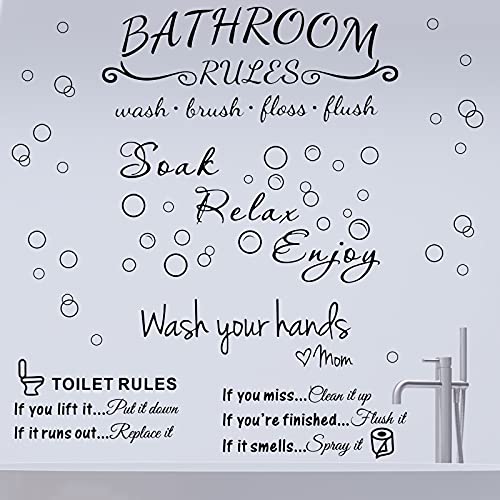 4 Pieces Bathroom Wall Decals Sticker Toilet Rules Soak Relax