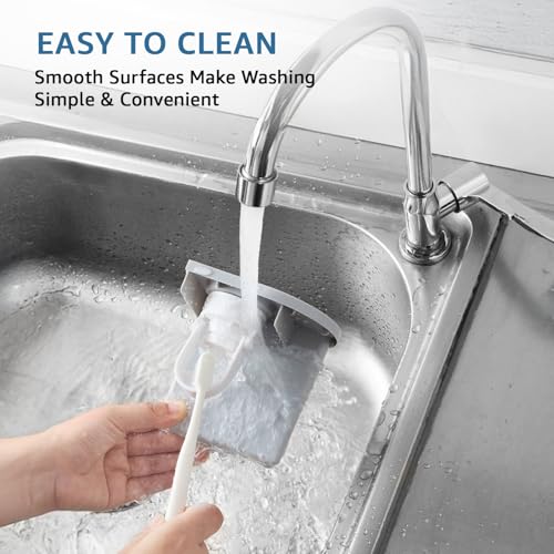 Image of Amazon Basics Toothpaste Dispenser and Toothbrush Holder | Wall-Mounted | 2 Magnetic Cups | Built-in Drawer | White | 27.3L x 10W x 21H cm