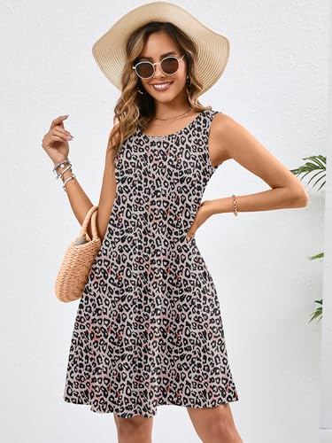 Image of Heymoments Women's Summer Dresses Sleeveless Casual Fashion Loose Swing Button Down Beach Dress with Pockets