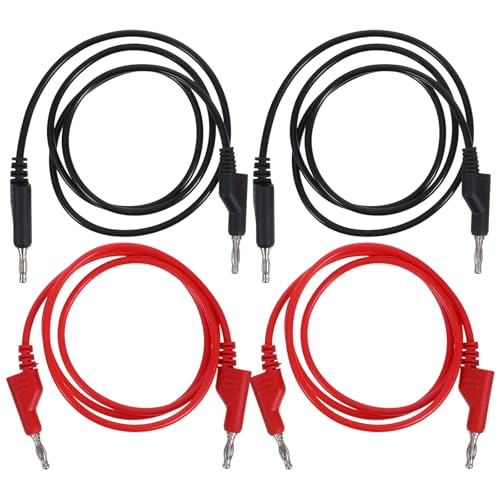 Image of FESTFENDS 4pcs Stackable Banana Plug Test Lead, 4mm Copper Wire Multimeter Test Leads, Jumper Wire Flexible for Home Lab Electrical Diagnostics, 1m/3.3ft