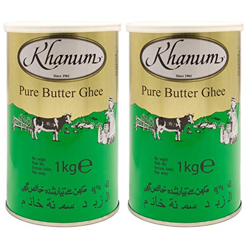 Khanum - Pure Butter Ghee - Bestes Butterfett zum Braten und Kochen im 2er Set à 1 kg Dose