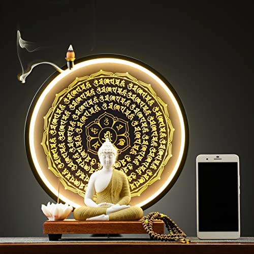 Houlu 6FODENG-Y Yellow Buddha Statue And Circle Led Table Lamp thumb #4
