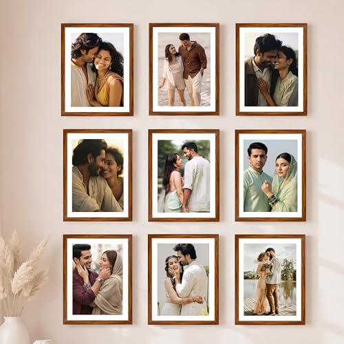 Image of Art Street Premium Photo Frame for living room, Classic Aesthetic Design Photo Frames for Photograph, Art Work, Kids Room Set of 9 (6x8 Inch, Brown)