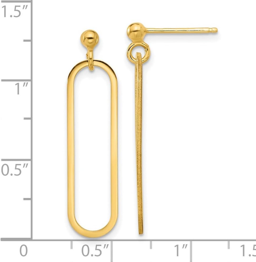 925 Sterling Silver Gold Plated Polished Paperclip Post Long Drop Dangle Earrings 35.53x8.6mm Wide Clip on Earring for Women