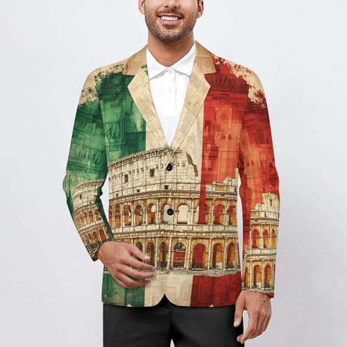 Italian Flag Italy Men's Slim Suit Long-Sleeve Prom Tuxedo Classic Two Button Business Jacket2