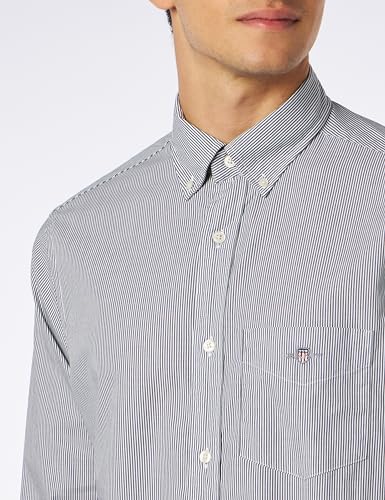 Gant Para Hombre. 3000140 Camisa De Popelina Regular Fit Banker Stripe Negro (3XL), Casual, AlgodóN, Manga Larga - 3