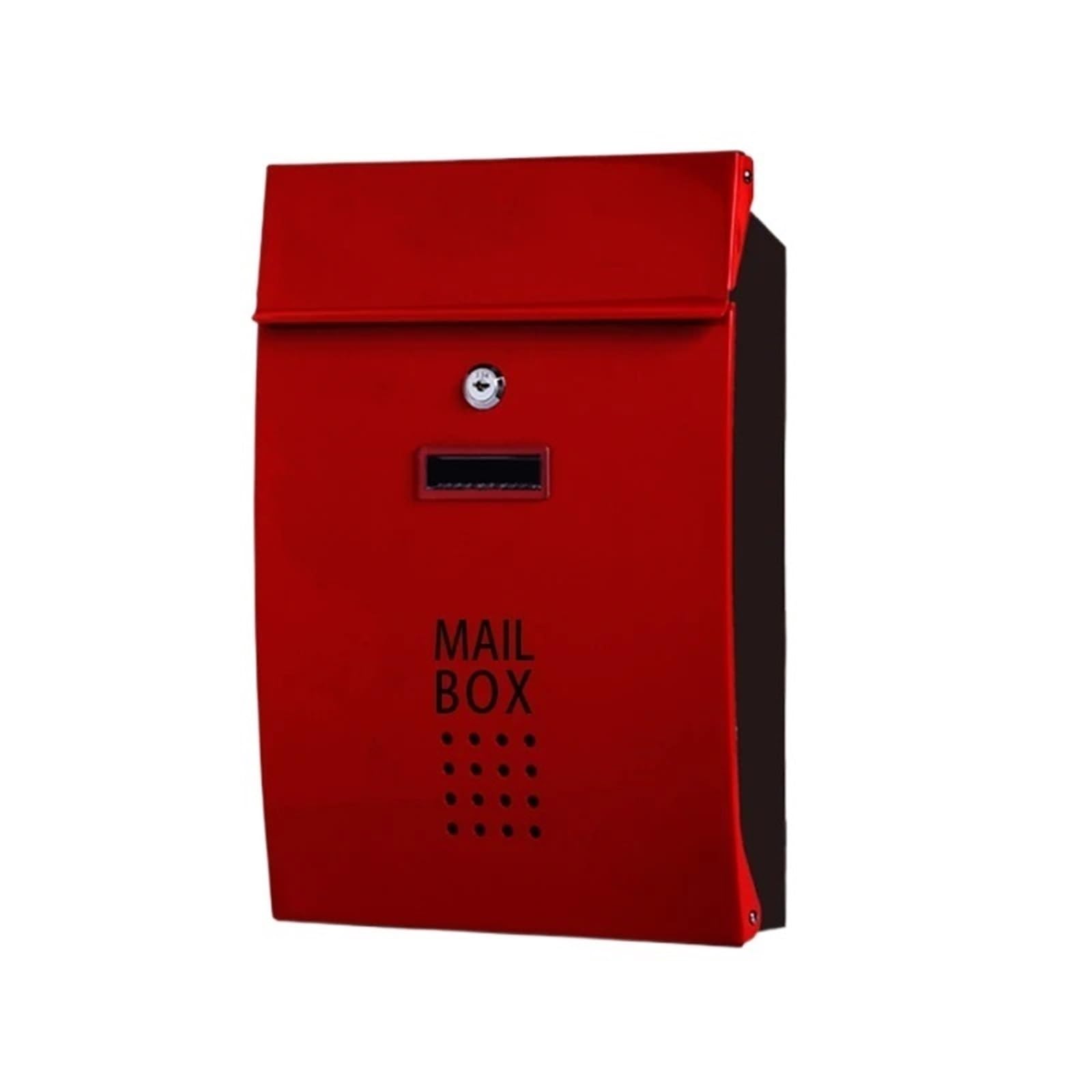 Wall Mounted Letterbox Mailbox Outdoor Stainless Steel Warehouse Apartment Home Garden Letterbox Wall Mounted Vertical Locking Mail Post Box(Red)