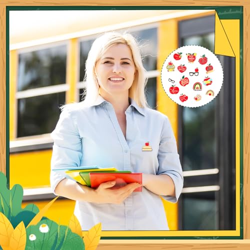 Image of Giegxin 40 Pcs Teacher Lapel Pins Bulk Back to School Pencil Book Apple Blackboard Enamel Pins for Clothes Bags Accessories