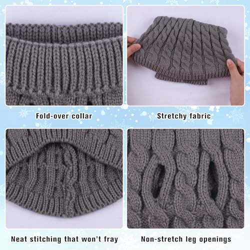 Hunde-Rollkragen-Strickpullover, Mantel, Winterwärmer, dicker Pullover, für kleine, mittelgroße und große Hunde, Welpen, Katzen, Größe M, Grau