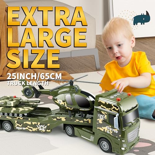 image for Dwi Dowellin Green Military Big Truck Toys,25.6