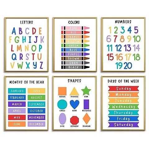 Educational Preschool Learning Posters,Alphabet ABC Posters for Toddlers Classroom Playroom Wall Art Decor,Counting Chart for Kindergarten,Pre K Learning Posters for Toddlers 1-3 Homeschool Supplies Cover