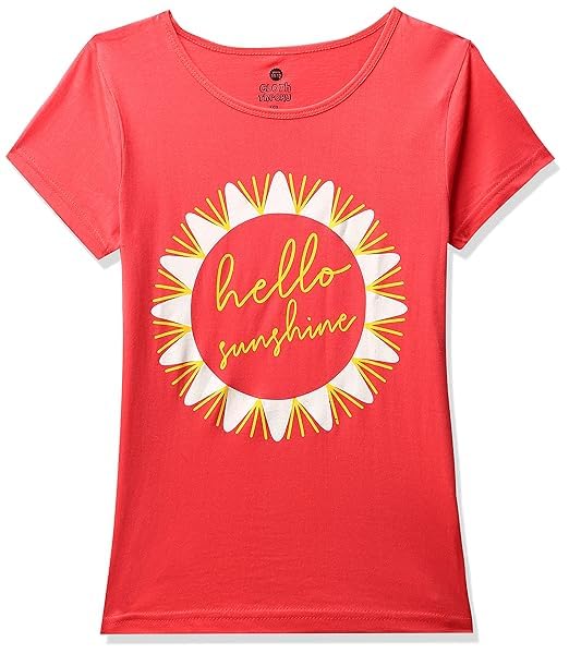 Image of Clotth Theory Girls Super Combed Cotton Regular Fit Round Neck Printed Short Sleeve Tshirt -Combo Pack of 3