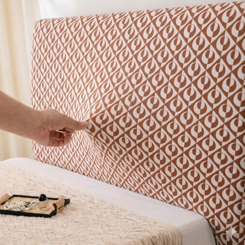 Image of HOMETHREADS Stretchable Lycra /Velvet Bed Cover | Soft, Dust-Proof & Wrinkle-Resistant Bed Back Protector | Fits Leather, Wooden & Fabric Bedsides (Coffee, 90x65Cm)