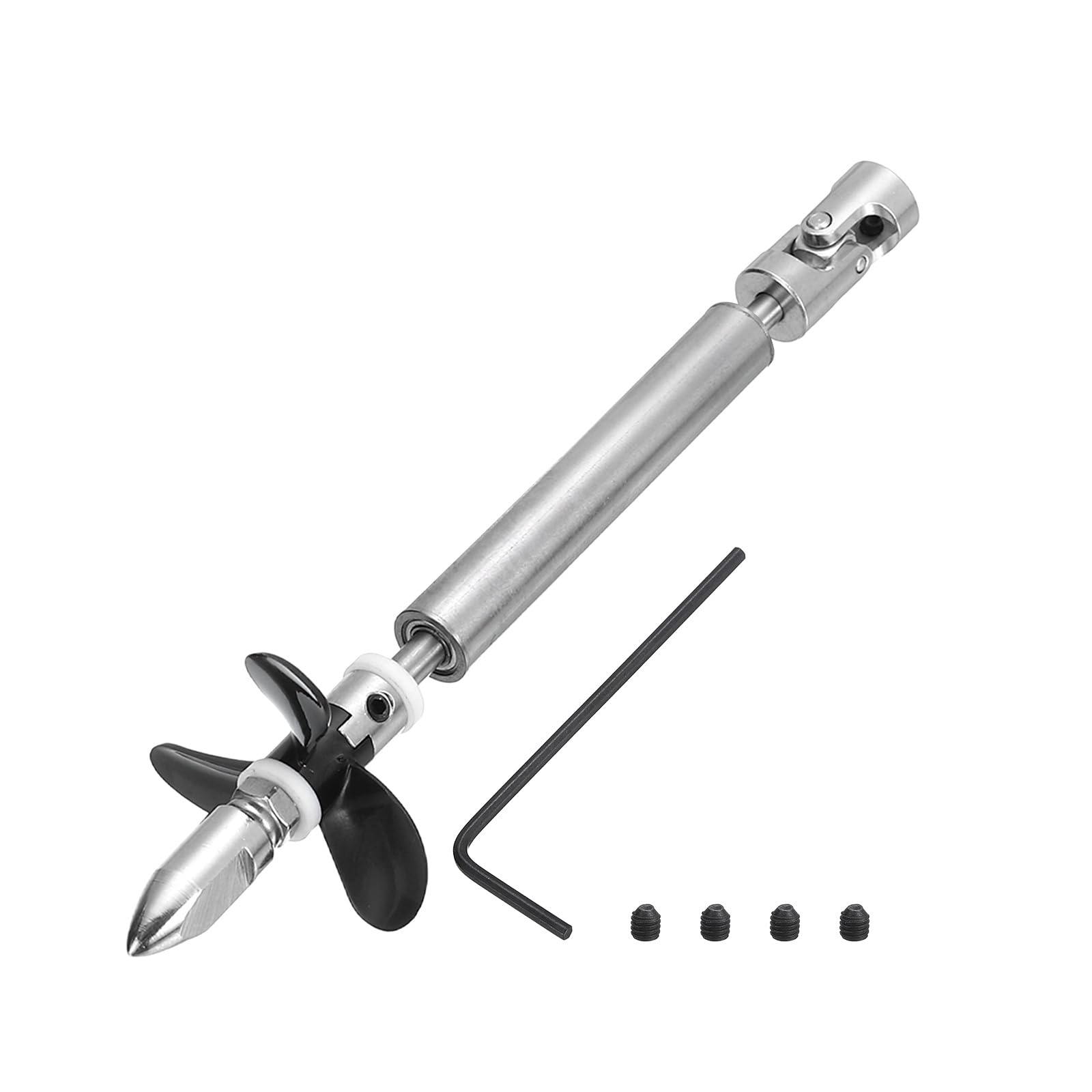 sourcing map Drive Shaft W Propeller and Universal Joint for RC Boat Coupler Assemble Kit, L100mm Shaft, L25mm Sleeve, D36mm Three Propeller, Fit for 6 mm Motor Shaft