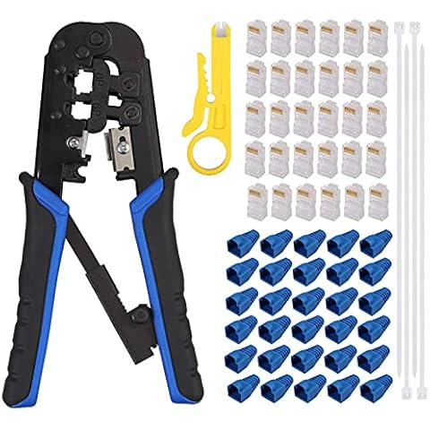 EYPINS RJ45 Crimp Tool Repair Set,Wire Crimper Cutter,Repair Network Kit Ethernet Cat5 Crimping Tool with Wire Connector Stripper for RJ11/RJ12/Cat5e Cover