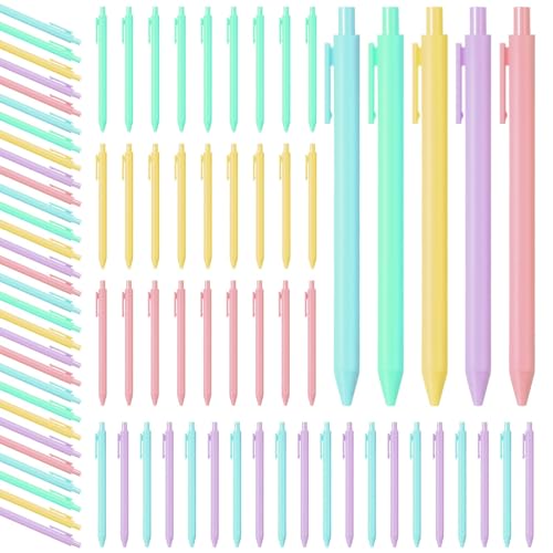 Fulmoon 50 Pcs Ballpoint Pens Bulk Retractable Comfortable Writing Pens Cute Christmas Back to School Supplies in Medium Point 1.0 mm for Teacher Student Baby Shower (Macaron Color)