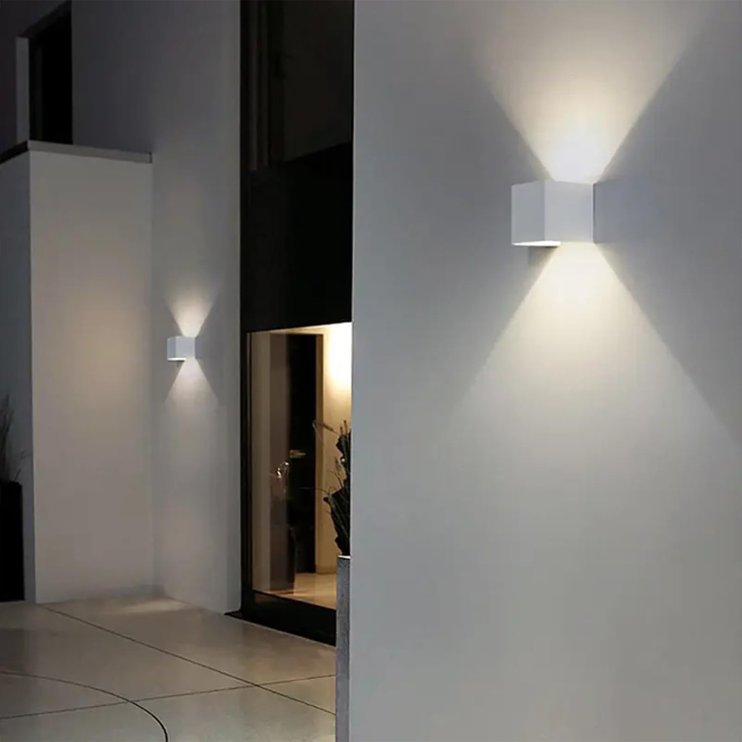 2 Pezzi LED Applique da Parete Moderno, 12W 3000K Luce Calda, Interno/Esterno MOKEKA IP65 Impermeabile, Alluminio Quadrata Con Angolo del Fascio Regolabile (Luce Calda-3000K)