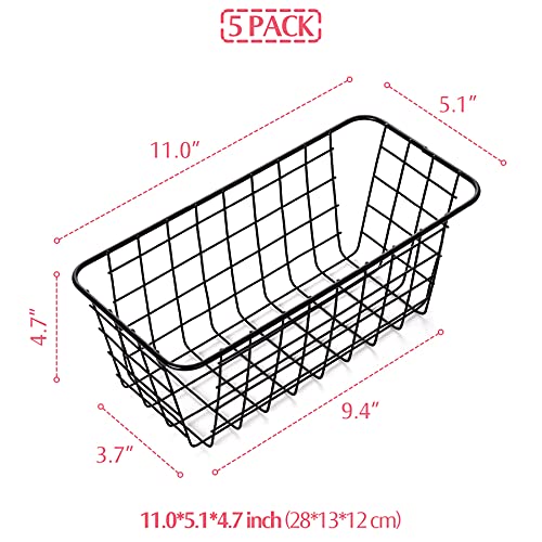 Xinfull 5 Pack Wire Storage Baskets Household Metal Wall-Mounted Containers Organizer Bins For Kitchen Bathroom Freezer Pantry Closet Laundry Room Cabinets Garage Shelf, Medium #TOP1