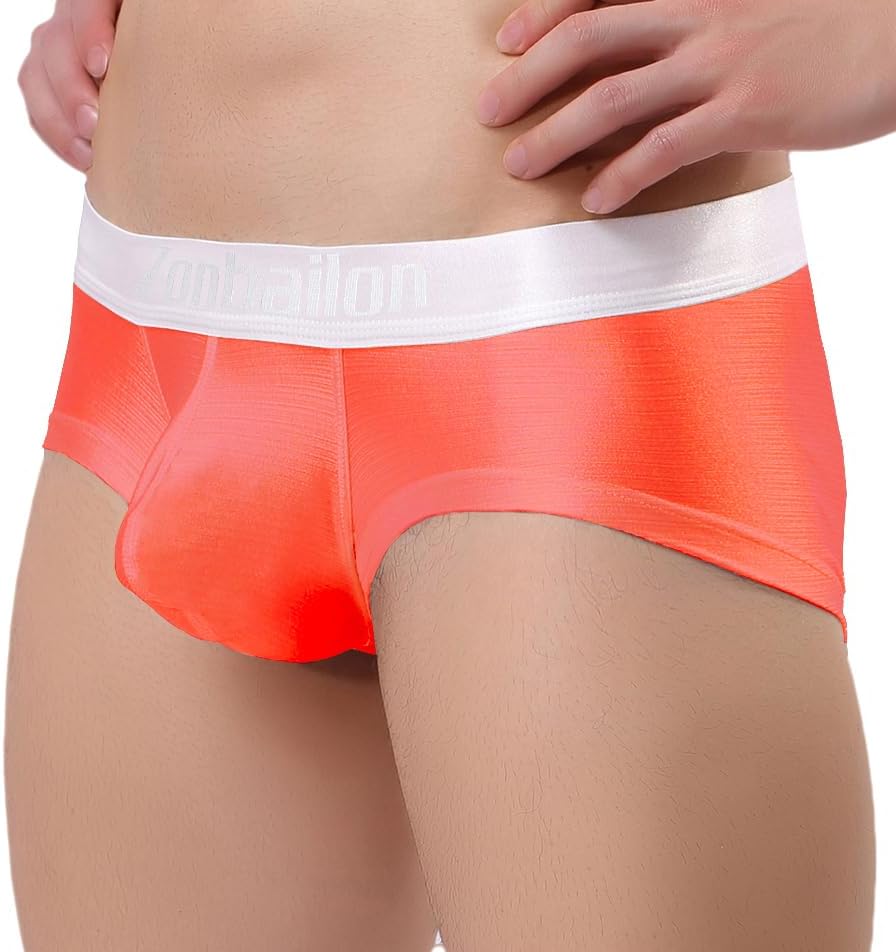 ZONBAILON Men's Sexy Underwear Bulge Pouch Ice Silk Underpants Low Rise Trunks Short Leg Boxer Briefs - Image 2