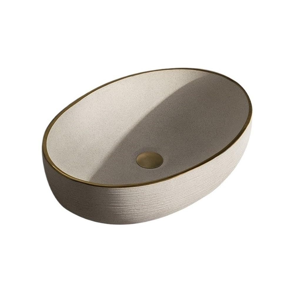 Z4t8m2k6g5 One Color Countertop Bathroom Vessel 58 * 40 13Cm Oval Retro Simple Ceramic Bathroom Sink Home Balcony Toilet Wash Basin Cloakroom Sink