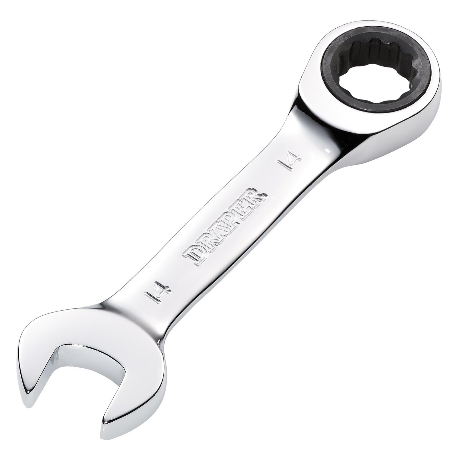 Draper 27895 HI-TORQ Metric Stubby Ratchet Combination Spanner, 14mm