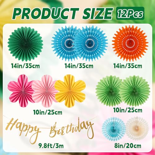 Image of PAPER JAZZ Flowers Paper Birthday Party Decorations Happy Birthday Banners Red and Blue Paper Fans Classroom Decor Flower Wall Decor Hanging Ceiling Decorations