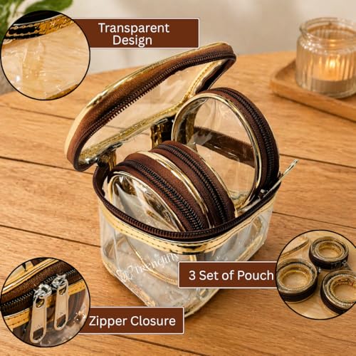 Image of Trendifly Set of 3 Transparent PVC Bangle Bracelet Chudi Case Organiser Box Pouch for Women | Multipurpose Travel Jewelry Earrings Rings Chain Storage Organizer