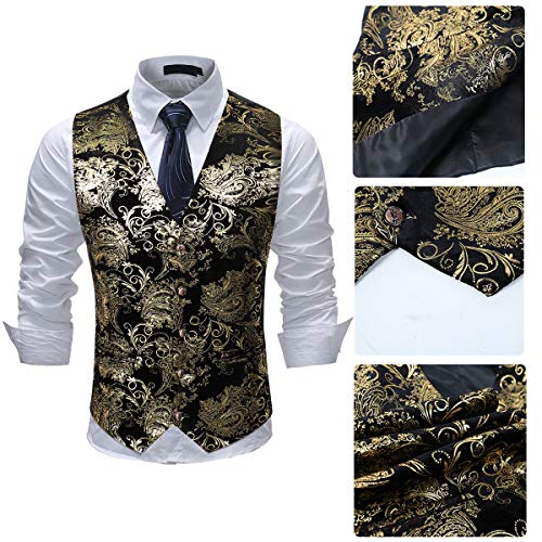 Cloudstyle Mens Print Dress Vest Slim Fit Single Breasted Button Down Formal Waistcoat4