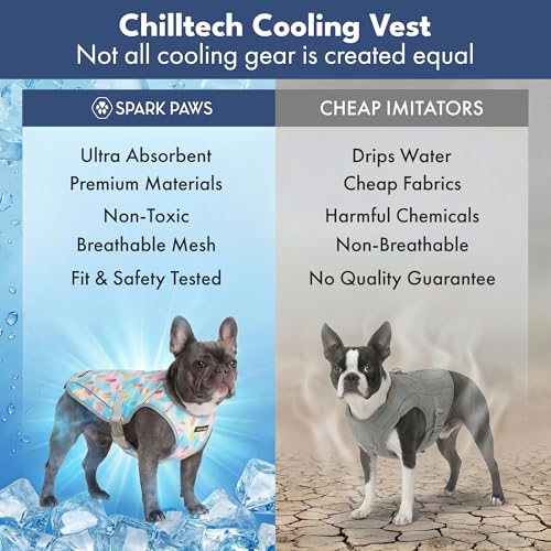 Image of Spark Paws Dog Cooling Vest - SPF 50 UV Sun Protection - Summer Heat Relief Gear for Dogs, Lightweight, Evaporative Cooling - Dog Anxiety Relief Vest During Hot Days - Popsicles - Size L