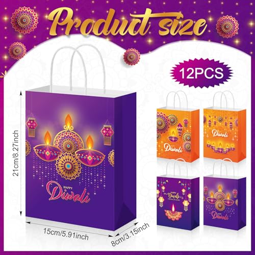 Kolldenn-12-Pieces-Happy-Diwali-Treat-Bags-with-Handle-Festival-of-Lights-Gift-Bags-Diwali-Theme-Candy-Bags-Diwali-Party-Favor-Bags-for-Indian-Diwali-Light-Party-Decor