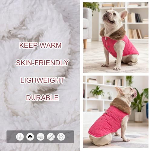 Image of BEAUTYZOO Warm Dog Puffer Jacket Vest, Dog Winter Coat with Harness, Rose L