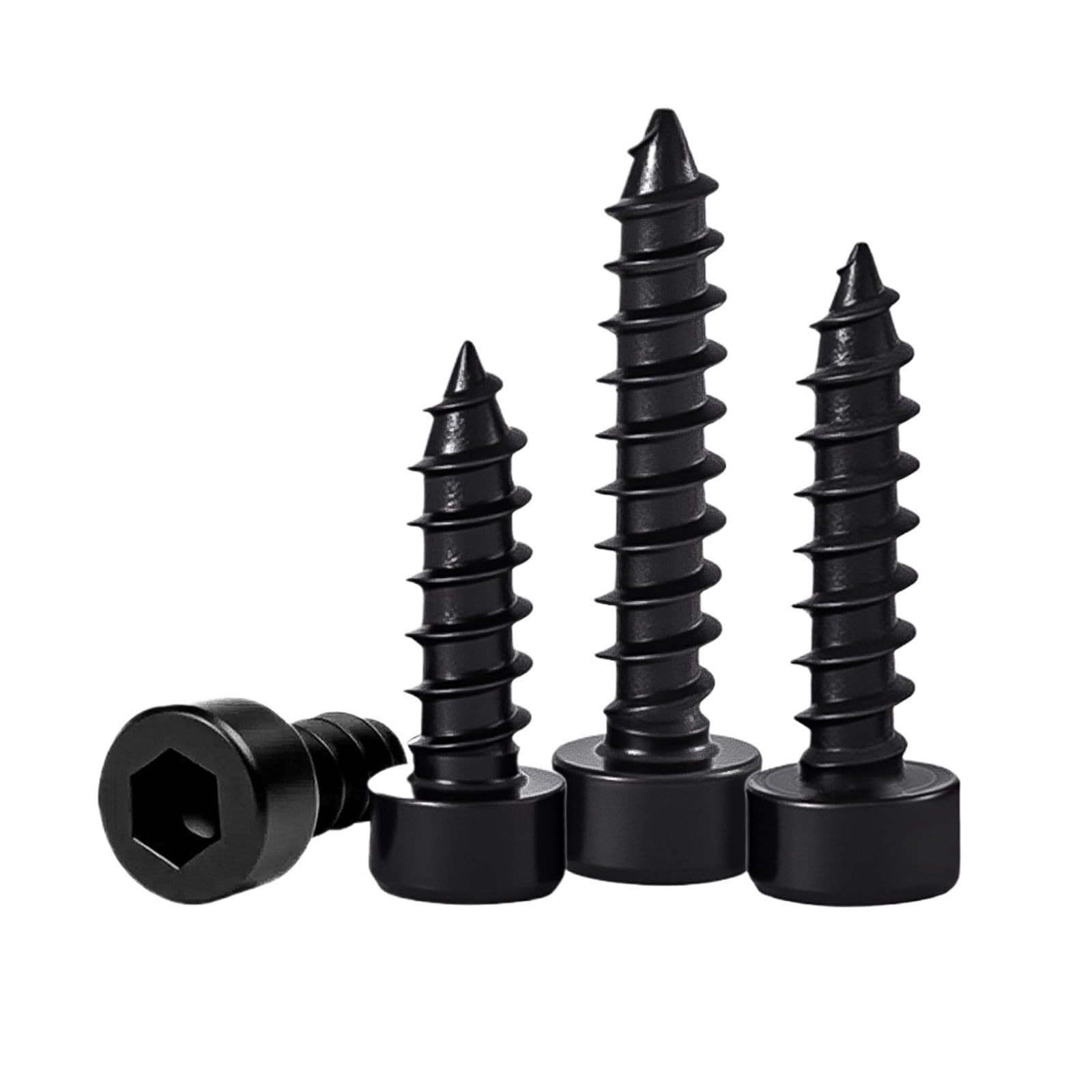 Lpanbtgu 14Mm 8.8 Grade Black Hex Hexagon Socket Cap Head Self Tapping Screw M1.7 M2 M2.5 M2.6 M3 M3.5 M4 M5 M6 Head Screw For Speaker(,M4 (50Pcs))