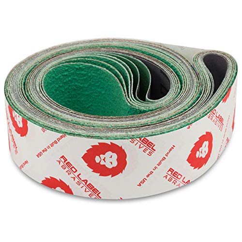 Red Label Abrasives 2 X 42 Inch 220 Grit Metal Grinding Ceramic Sanding Belts, Extra Long Life, 6 Pack