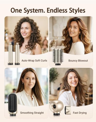 Image of Bopcal 7-in-1 Air Styler & Hair Dryer Brush, 170,000 RPM High-Speed Multi Styler with Auto Wrap Curlers, Ionic Blow Dryer Brush, Volumizing & Smoothing Brushes for Fast Drying, Curls & Salon Blowouts