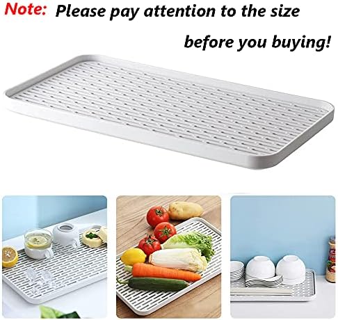 30 * 17.5cm Water Drip Tray Holder, Dish Drainer Tray, Dish Drain Board Mat, Sink Side Dish Draining Board, Thicken Plastic Double layer Drying Tray for Cups, Bowls, Fruits, Utensil, Coffee Tea,Grey