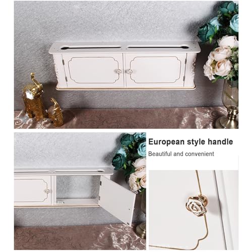 Étagère murale en bois pour défonceuse blanche et verre de 48 cm