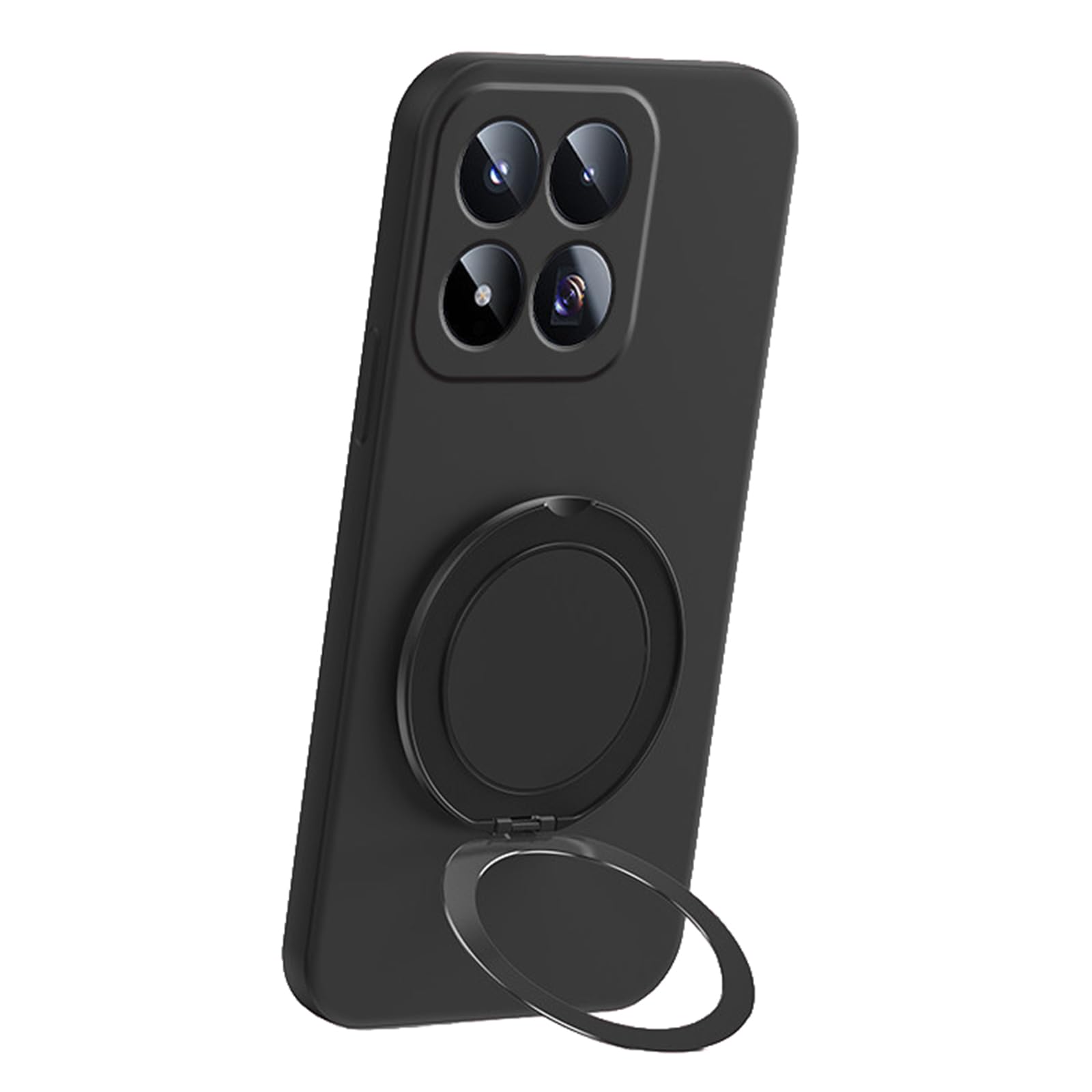 Fdujinh Black Case For Xiaomi 17Max, Swivel Ring Kickstand Cover Camera Protection Shockproof Soft Silicone Shell,,17Max