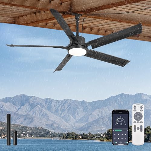 Glowivia 56" Outdoor Ceiling Fan with Lights, IP65 Waterproof Gazebo