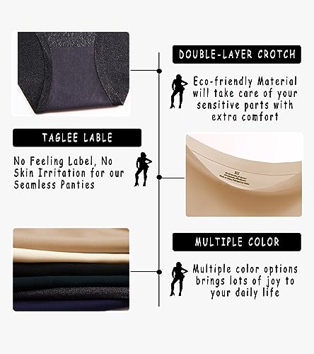 Sth Big Seamless Underwear For Women Soft No Show Panties Sexy High Cut Invisible Hipster Silky Cheeky Ladies Bikini 6 Pack thumb #1