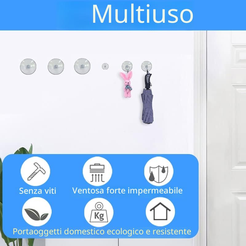 Confezione da 20 ventose in plastica trasparente senza ganci da 20 mm e 40 mm per la decorazione e l'organizzazione della casa, finestra, bagno, scrivania, vetro