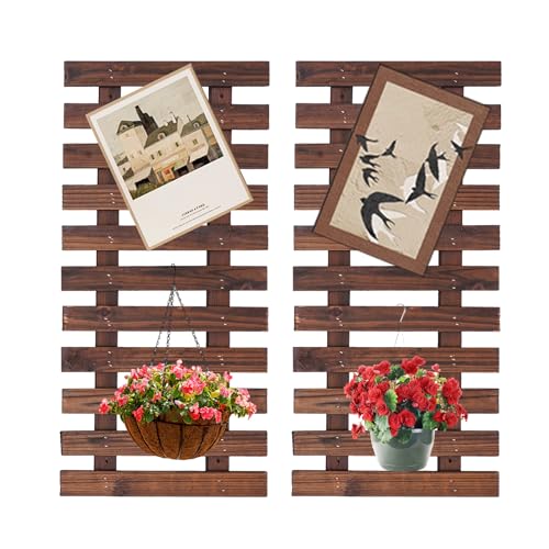 CNCEST Wooden Hanging Planter Rack, 2 PCS Wall Planter, Wooden Plant Wall Rack for Indoor Plants Wall Mounted Planter Rack Wall Decoration Hanging Flower Pots, Plants, Climbing Plants 23.62 * 11.41in