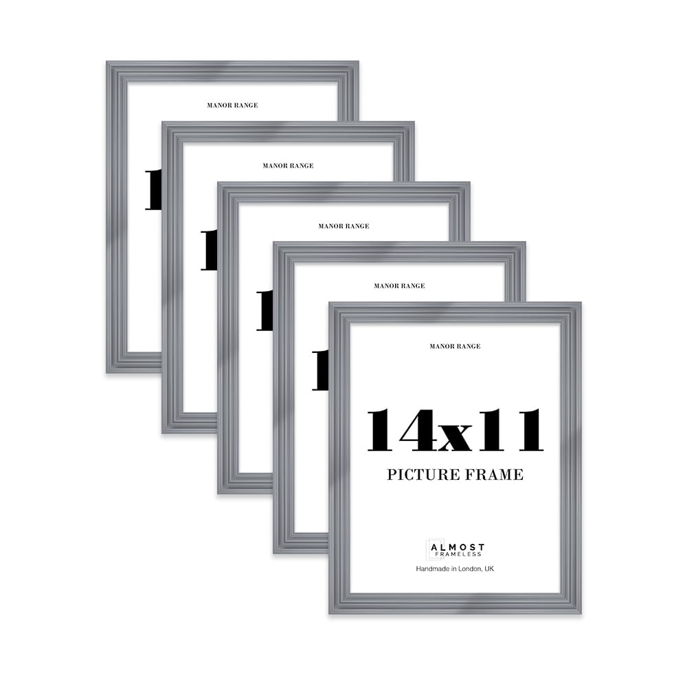 14x11 Picture Frame, Display 14x11 Pictures (27.9 x 35.6cm) - Scandi Grey Elegant 42mm Edge Decorative Wall Display Frame - 5 Pack — image 1