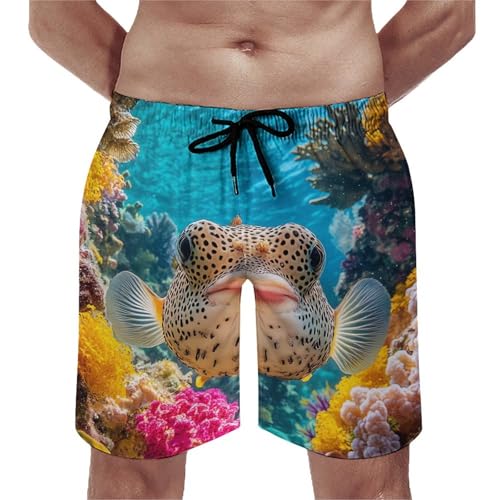 Puffer Fish Coral Fish Men's Swim Trunks Casual Bathing Suit Board Shorts Hawaiian Beach Swimwear Swim Shorts4
