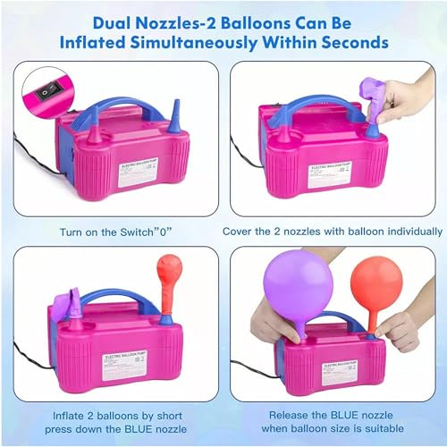 Image of Electric Balloon Pump, High Power Portable Balloon Inflator (AC220-240V 600W),Electric Air Pump Balloon Inflator for Party, Wedding, Birthday and Festival Decoration