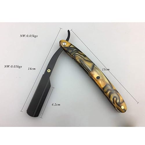 Miniatura 8 de Artibetter Afeitadora de afeitar de borde recto para hombres peluquero vintage afeitado (negro+plata)