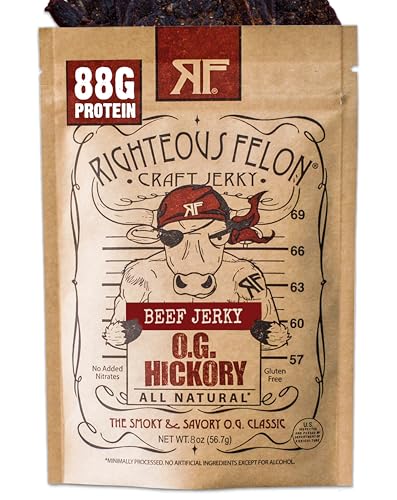 Righteous Felon Beef Jerky | All-Natural Jerky - Locally Sourced & Dried Beef Jerky - Low-Sugar Healthy Jerky Snacks (Bulk Bag)